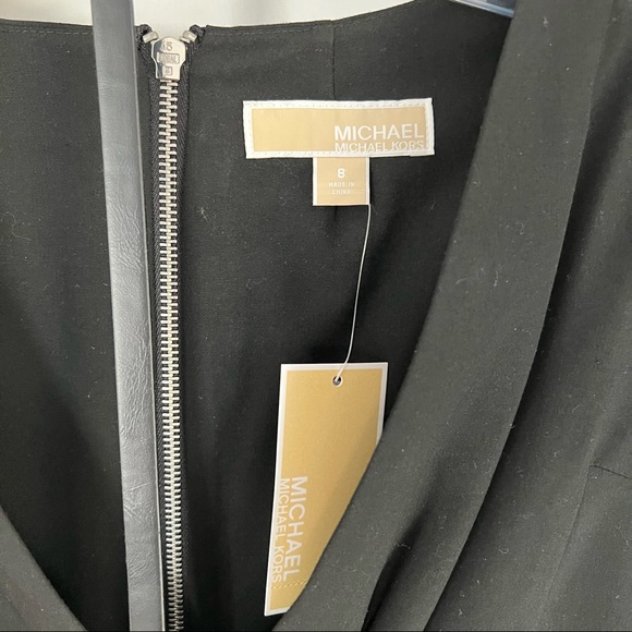 NWT Michael Kors Black Sheath Dress with Belt, Size 8 - Picture 2 of 7